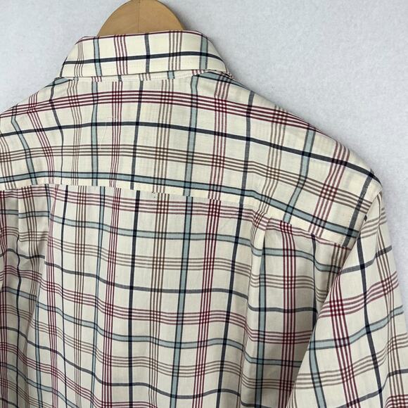 CLUB ROOM Shirt Mens M Palermo Plaid Button Up Refined Woven Winter Ivory NEW - Picture 7 of 16